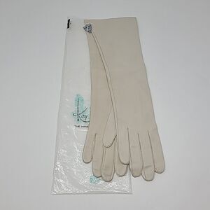 White Leather Gloves SZ 6.5 Made In France Marcel Wagner Originals Women’s Long